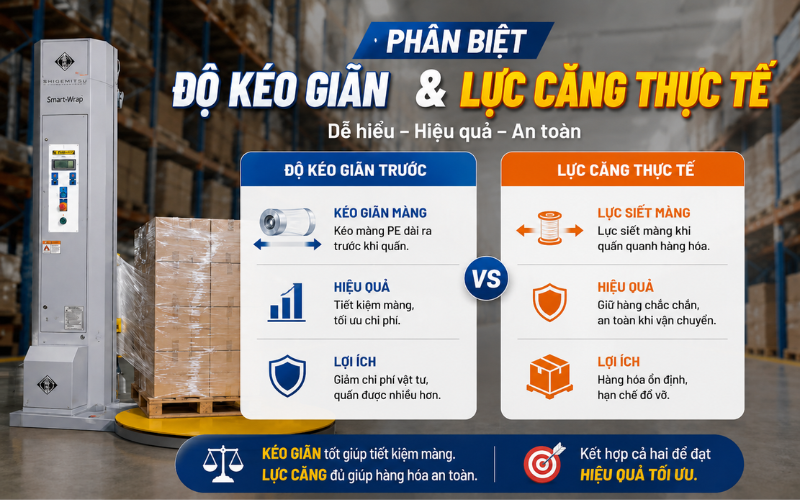 Phân biệt độ kéo giãn và lực căng thực tế