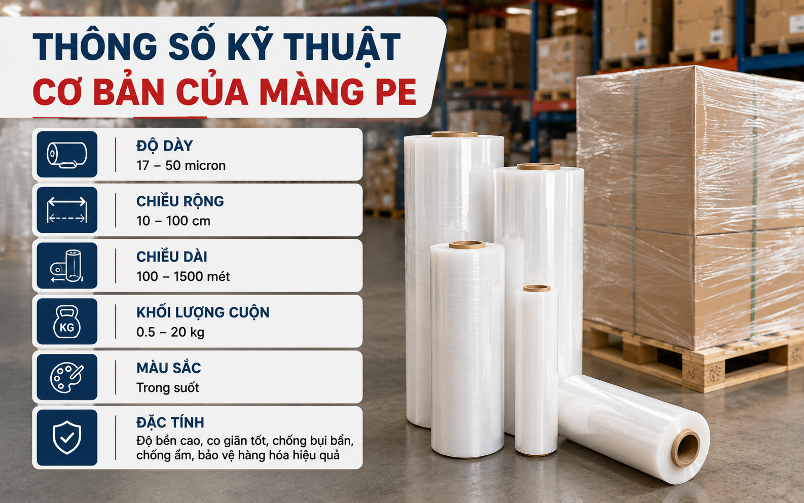 Thông số kỹ thuật cơ bản của màng PE