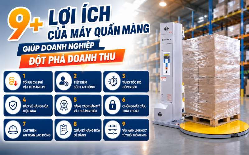 Lợi ích của máy quấn màng giúp doanh nghiệp đột phá doanh thu
