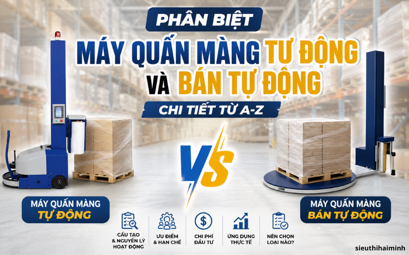 Phân biệt máy quấn màng tự động và bán tự động