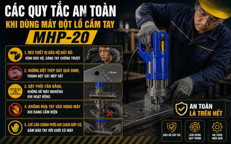 Các quy tắc an toàn khi dùng máy đột lỗ cầm tay MHP-20