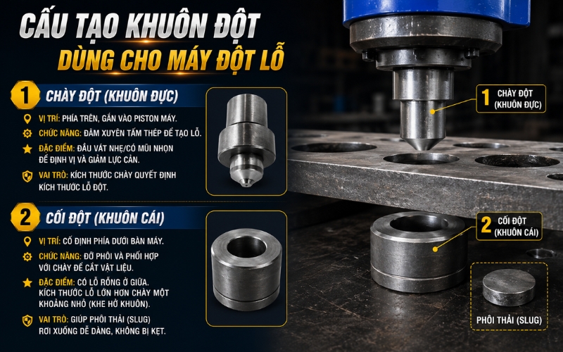 Cấu tạo khuôn đột dùng cho máy đột lỗ