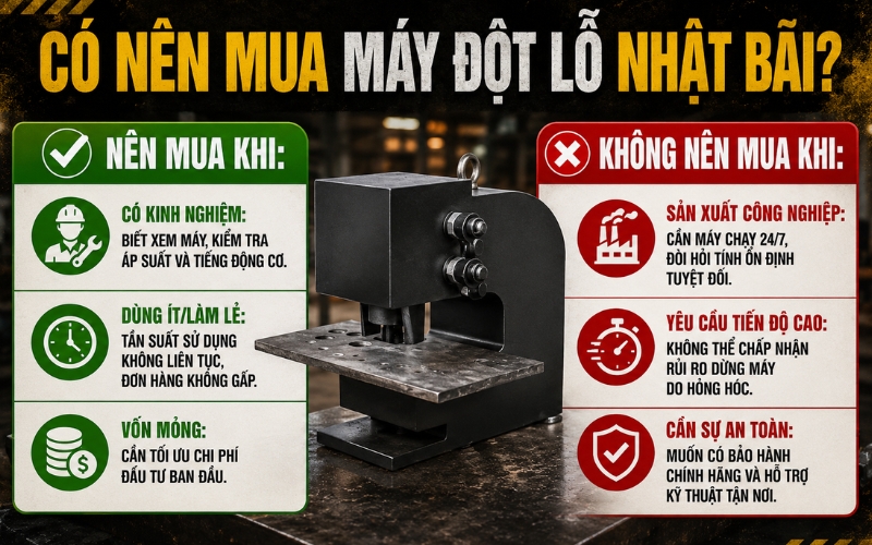 Có nên máy đột lỗ thủy lực hàng Nhật bãi về dùng không?