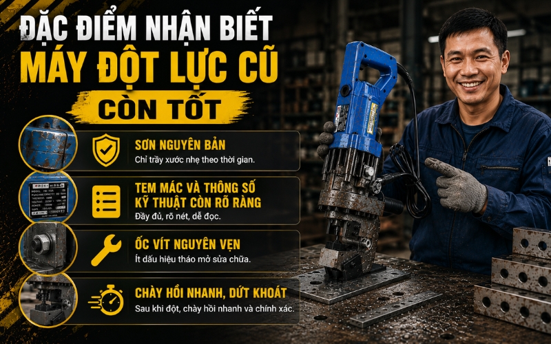 Đặc điểm nhận biết máy đột lực cũ còn tốt
