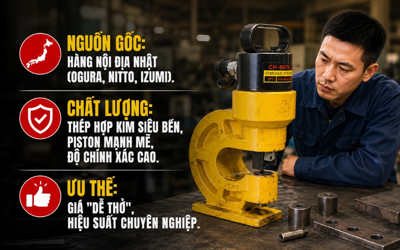 Giới thiệu máy đột lỗ thủy lực hàng Nhật bãi