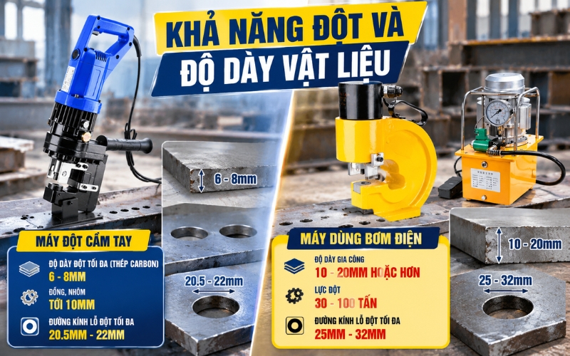 Khả năng đột và độ dày vật liệu