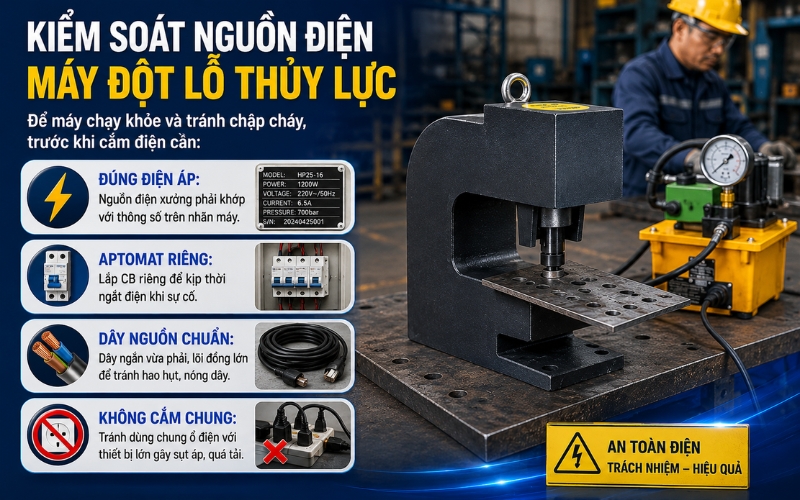 Kiểm soát nguồn điện máy đột lỗ thủy lực