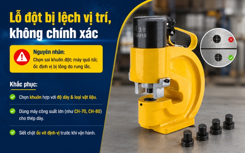 Lỗ đột bị lệch vị trí, không chính xác