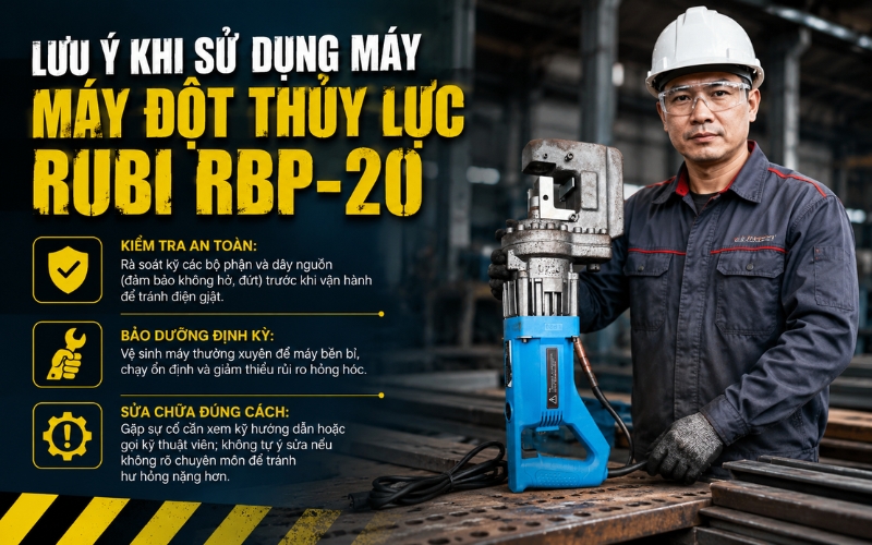 Lưu ý khi sử dụng máy Máy Đột Thủy Lực RUBI RBP-20