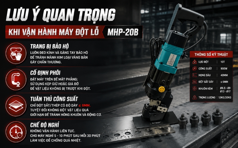 Lưu ý khi sử dụng máy đục lỗ MHP20B