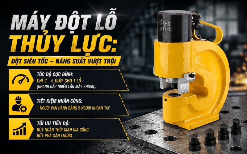 Máy đột lỗ thủy lực đột siêu tốc, năng suất vượt trội