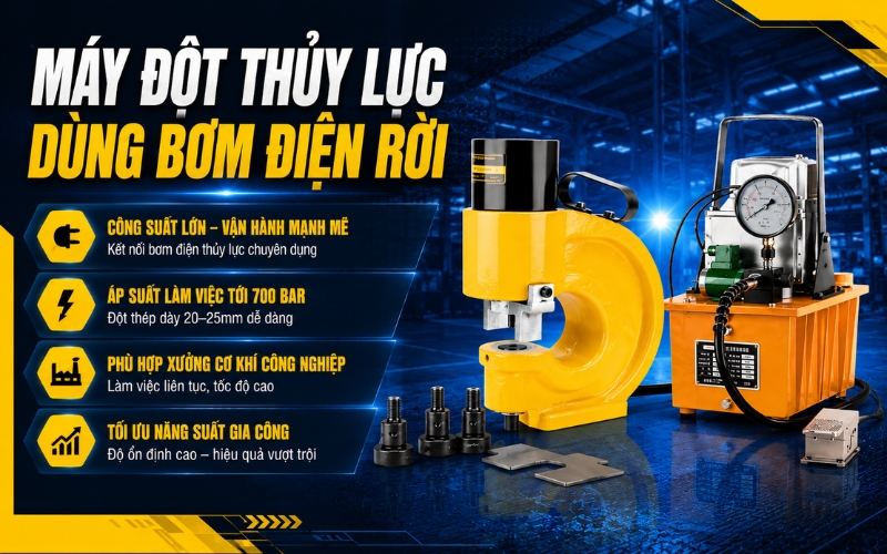 Máy đột thủy lực dùng bơm điện rời