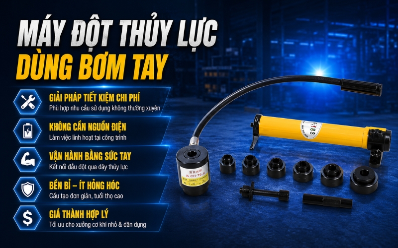 Máy đột thủy lực dùng bơm tay