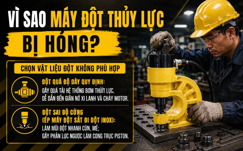 4 nguyên nhân gây hỏng máy đột lỗ thủy lực