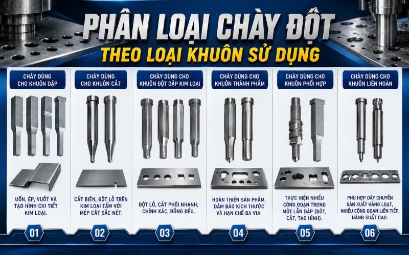 Phân loại chày đột lỗ theo loại khuôn sử dụng