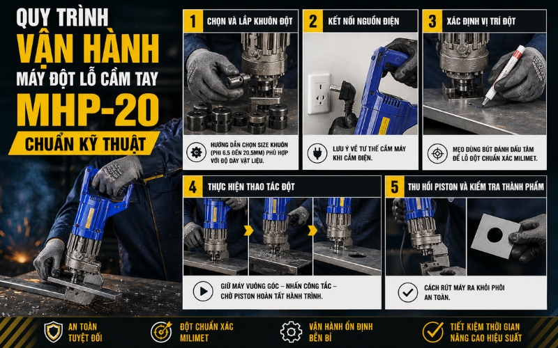 Quy trình vận hành máy đột lỗ cầm tay MHP-20 