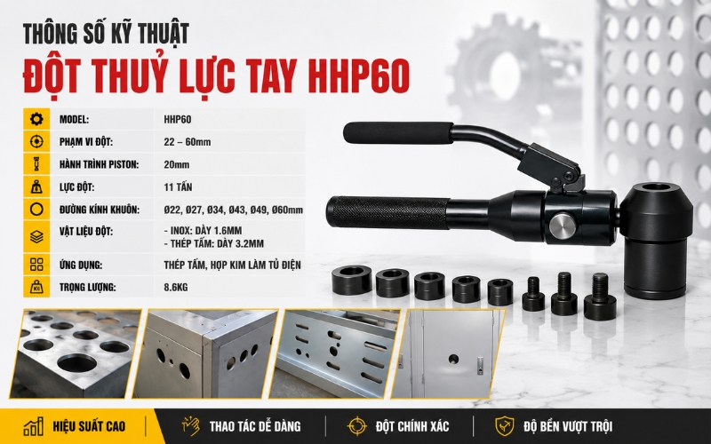 Thông số của đột thủy lực tay HHP60