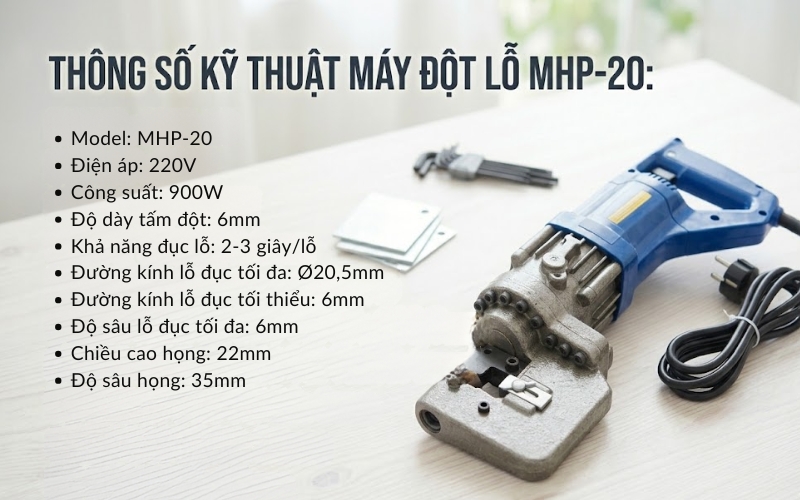 Thông số kỹ thuật máy đột lỗ mhp-20