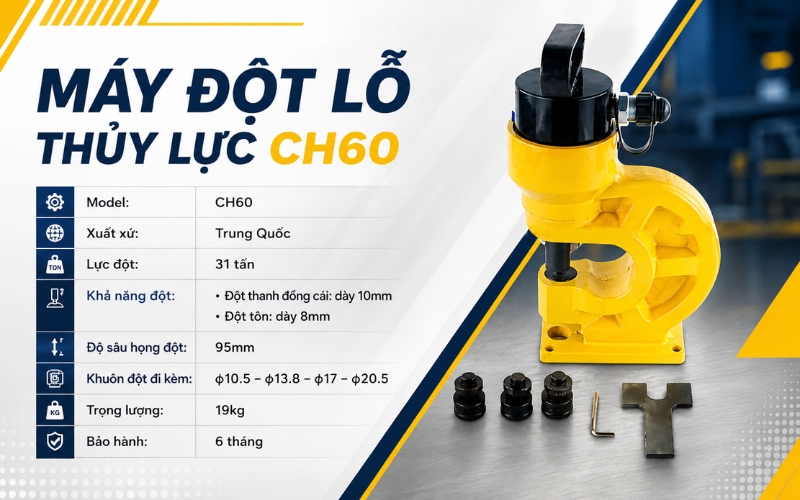 Thông số kỹ thuật máy đột lỗ thủy lực CH60