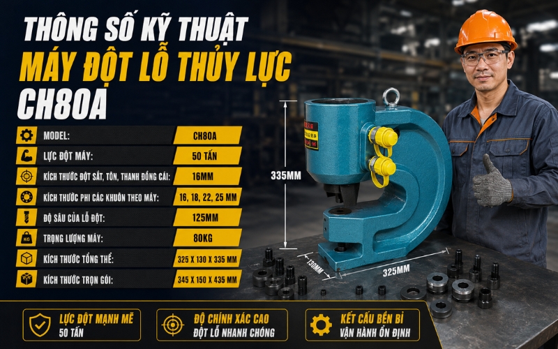 Thông số máy đột lỗ thủy lực CH80A