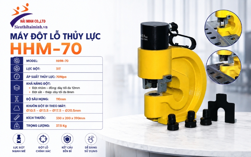 Thông số kỹ thuật của máy đột thủy lực HHM-70