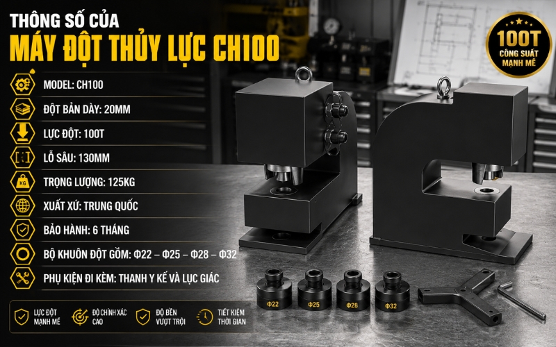 Thông số của máy đột thủy lực CH100