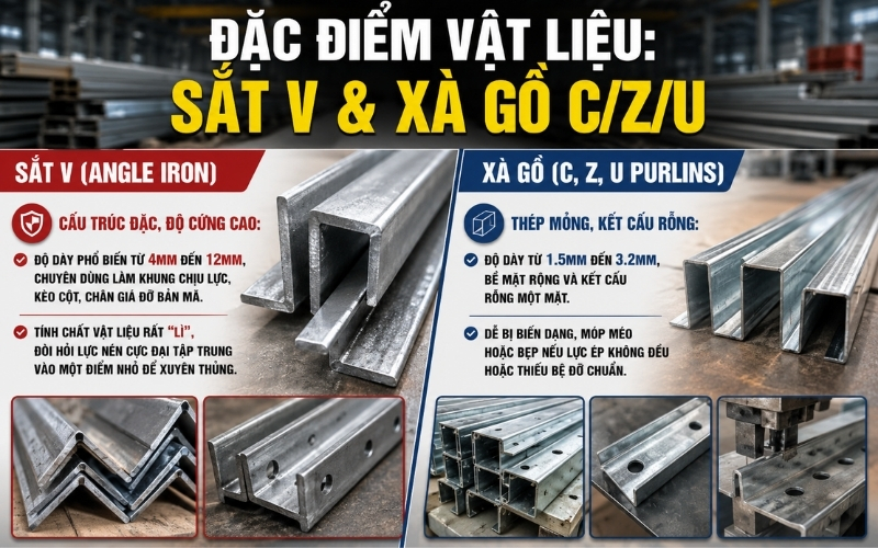 Tìm hiểu đặc điểm vật liệu sắt V và xà gồ C/Z