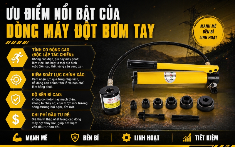 Ưu điểm nổi bật của dòng máy đột bơm tay