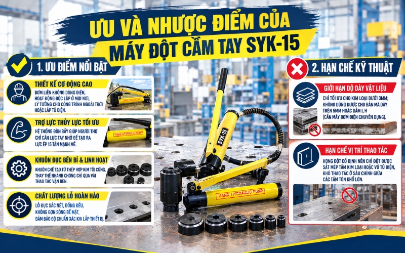Ưu điểm và nhược điểm của máy đột cầm tay SYK-15