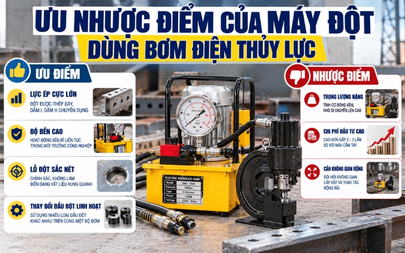 Ưu nhược điểm của máy đột dùng bơm điện thủy lực