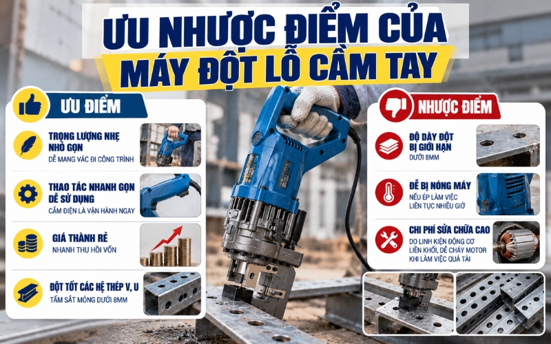 Ưu nhược điểm của máy đột lỗ cầm tay