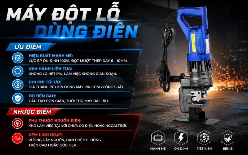 Ưu nhược điểm của máy đột sắt chạy bằng điện