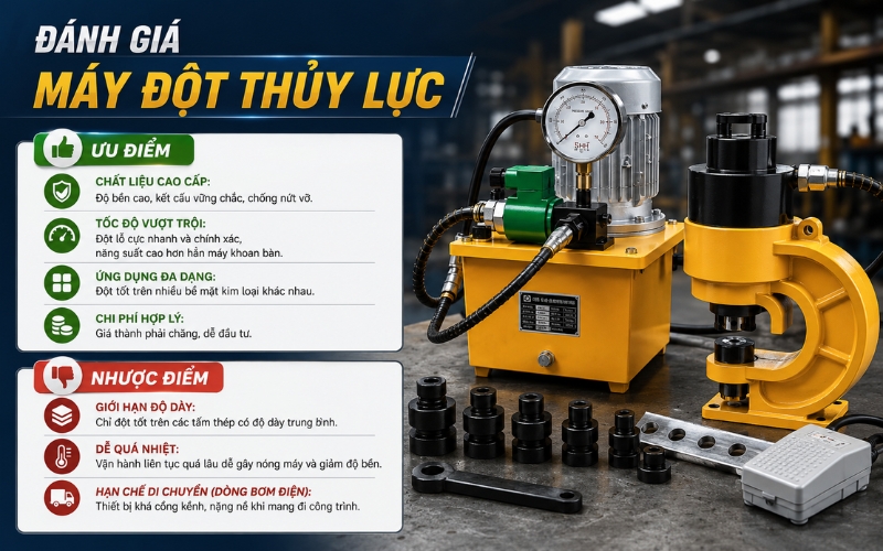 Đánh giá chung ưu nhược máy đột thủy lực