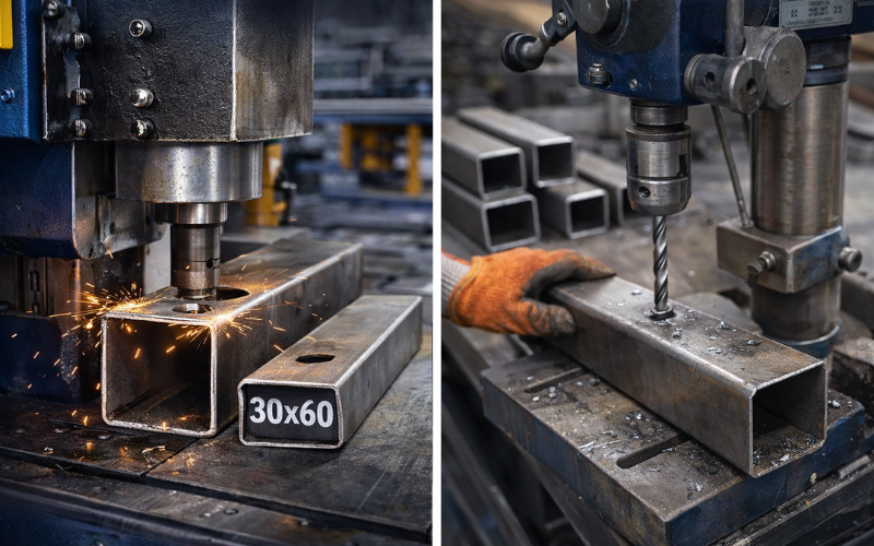 Vì sao nên dùng máy đột lỗ sắt hộp thay vì khoan