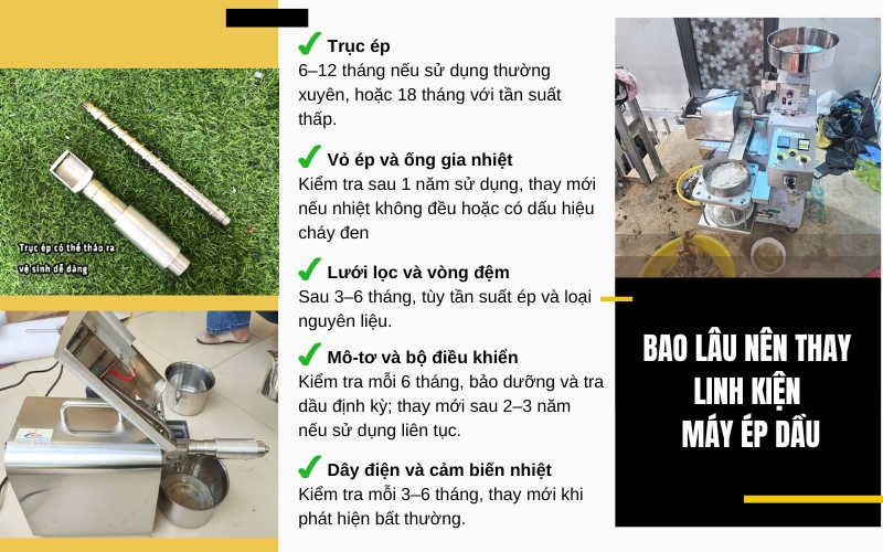 Bao lâu nên thay linh kiện máy ép dầu