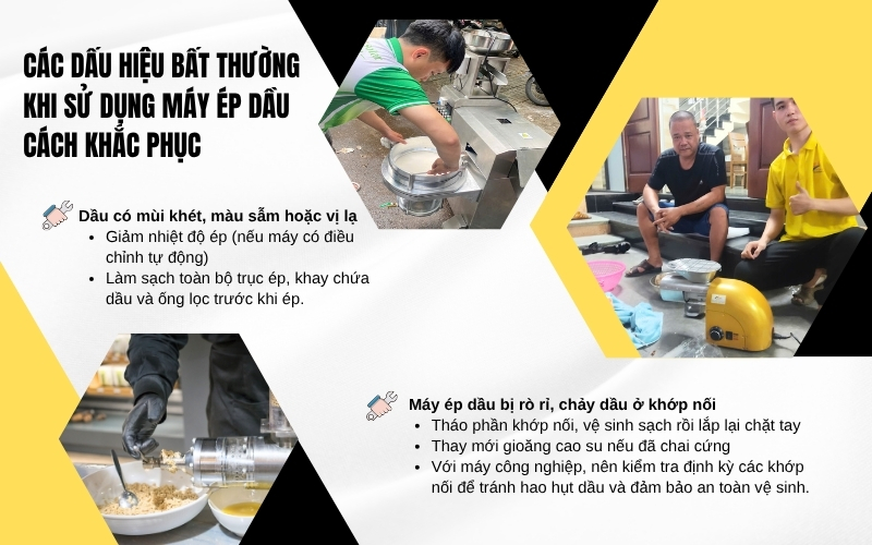 Các dấu hiệu bất thường khi sử dụng máy ép dầu và cách khắc phục