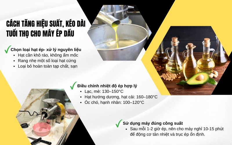 Cách tăng hiệu suất và kéo dài tuổi thọ cho máy ép dầu