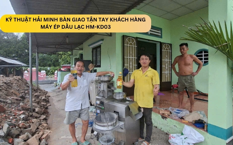 Kỹ thuật Hải Minh bàn giao Máy ép dầu lạc HM-KD03
