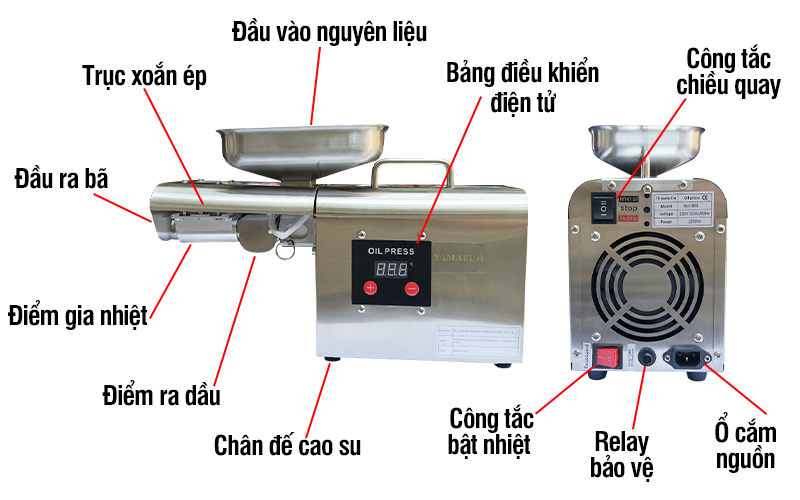 cấu tạo Máy ép dầu gia đình Yamafuji WK-898
