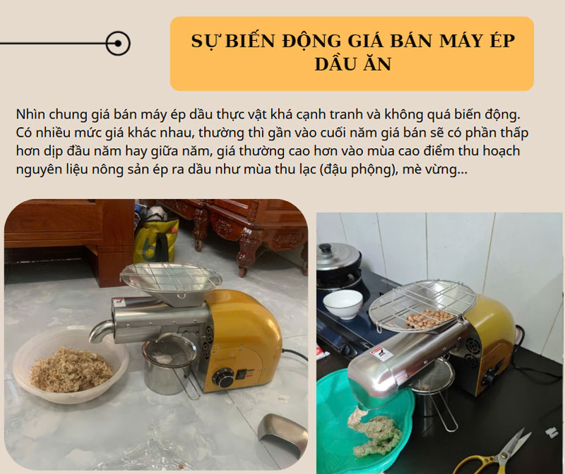Sự biến động giá bán máy ép dầu ăn