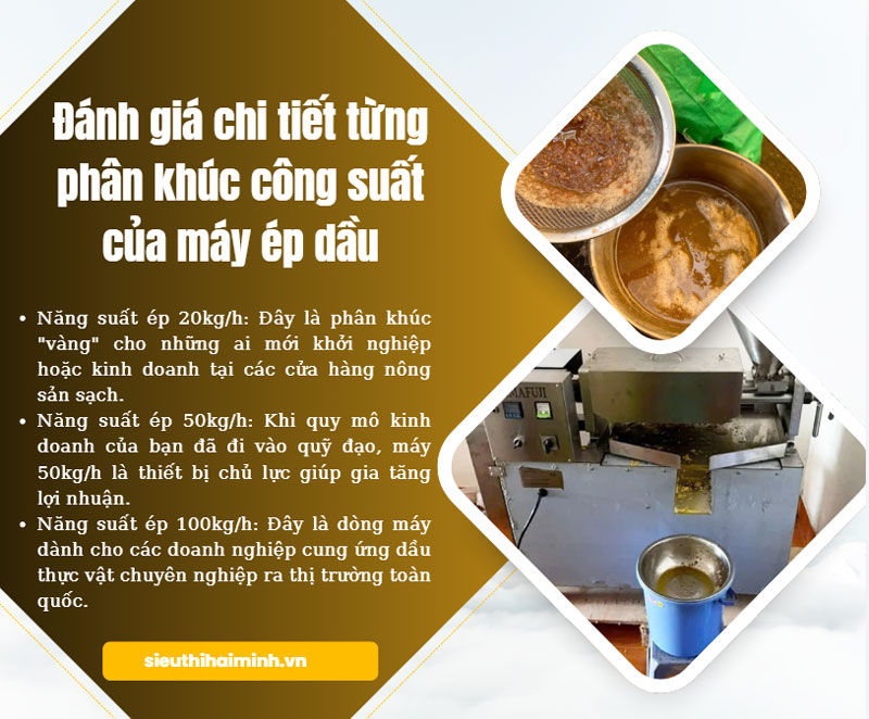 Máy ép dầu công nghiệp 20kg/h – 50kg/h – 100kg/h nên mua loại nào?