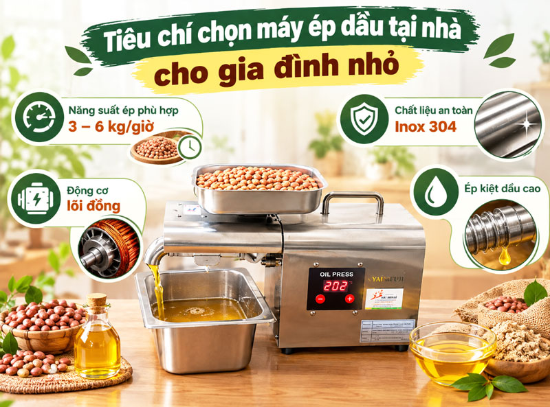 Tiêu chí chọn máy ép dầu tại nhà cho gia đình nhỏ