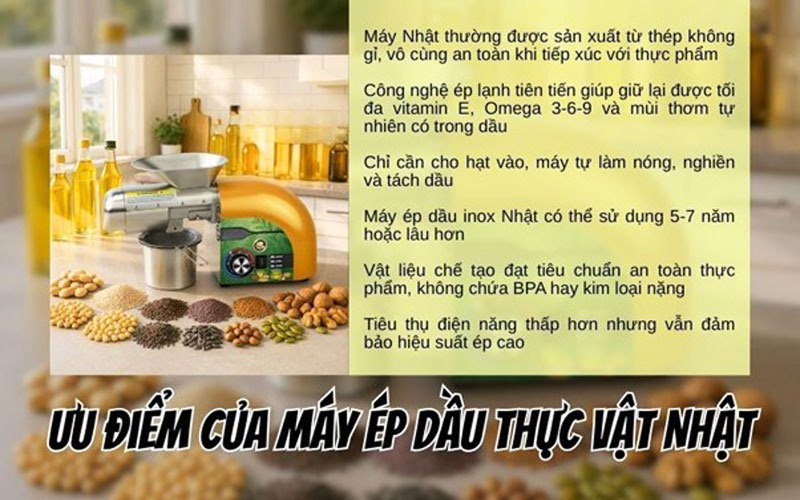 Ưu điểm của máy ép dầu thực vật