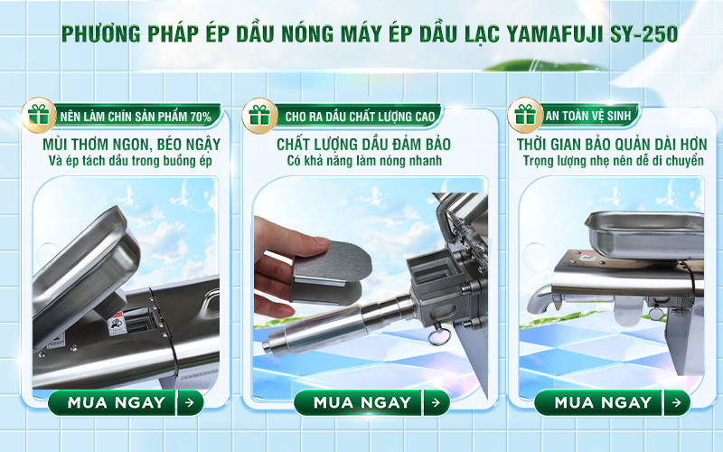 phương pháp ép nóng Máy ép dầu lạc Yamafuji SY-250