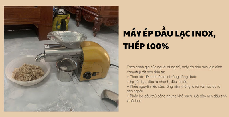 Máy ép dầu lạc inox, thép 100%