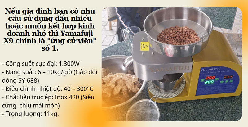 Review máy ép dầu gia đình mới nhất nhà Yamafuji