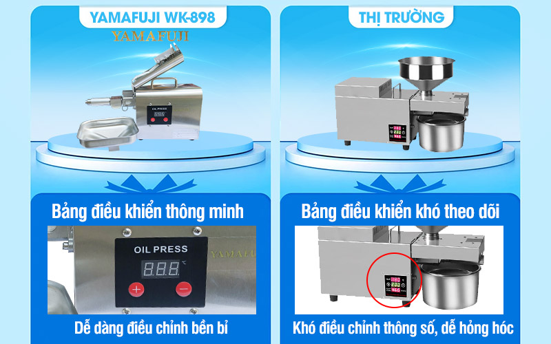 so sánh bảng điều khiển Máy ép dầu gia đình Yamafuji WK-898