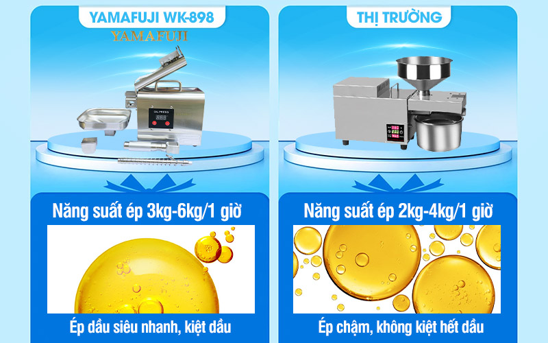so sánh khả năng ép dầu Máy ép dầu gia đình Yamafuji WK-898