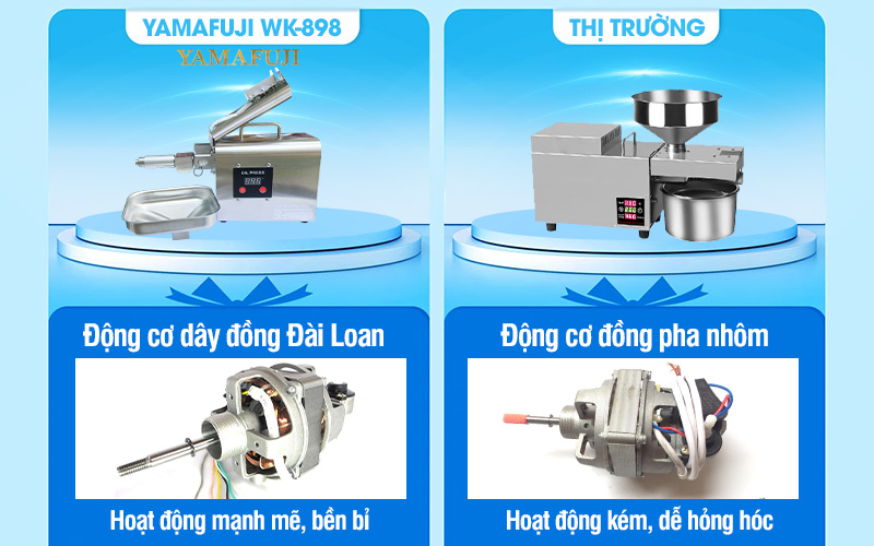 so sánh motor dây đồng đài loan Máy ép dầu gia đình Yamafuji WK-898