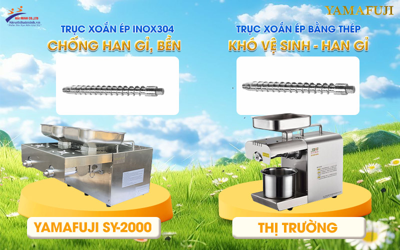 so sánh trục xoắn ép Máy ép dầu Yamafuji SY-2000